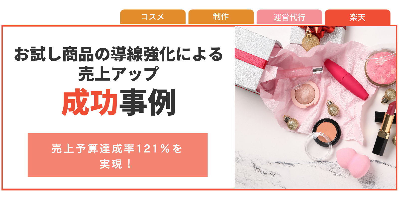 【成功事例】お試し商品の導線強化とアップセルで売上予算達成率121%を実現！