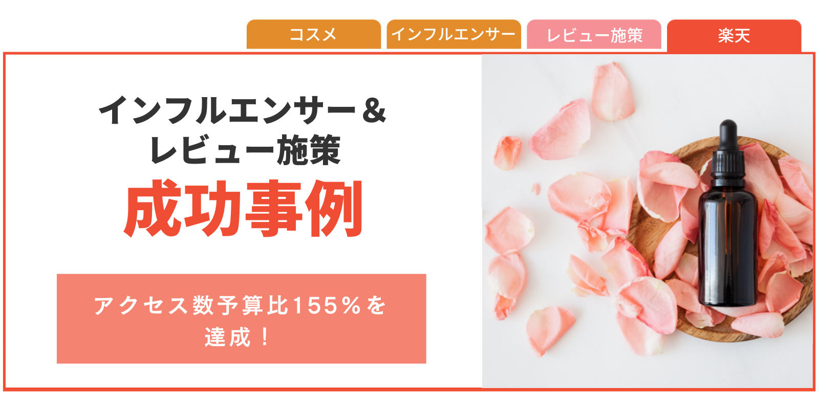 【成功事例】インフルエンサー＆レビュー施策でアクセス数予算比155%を達成！