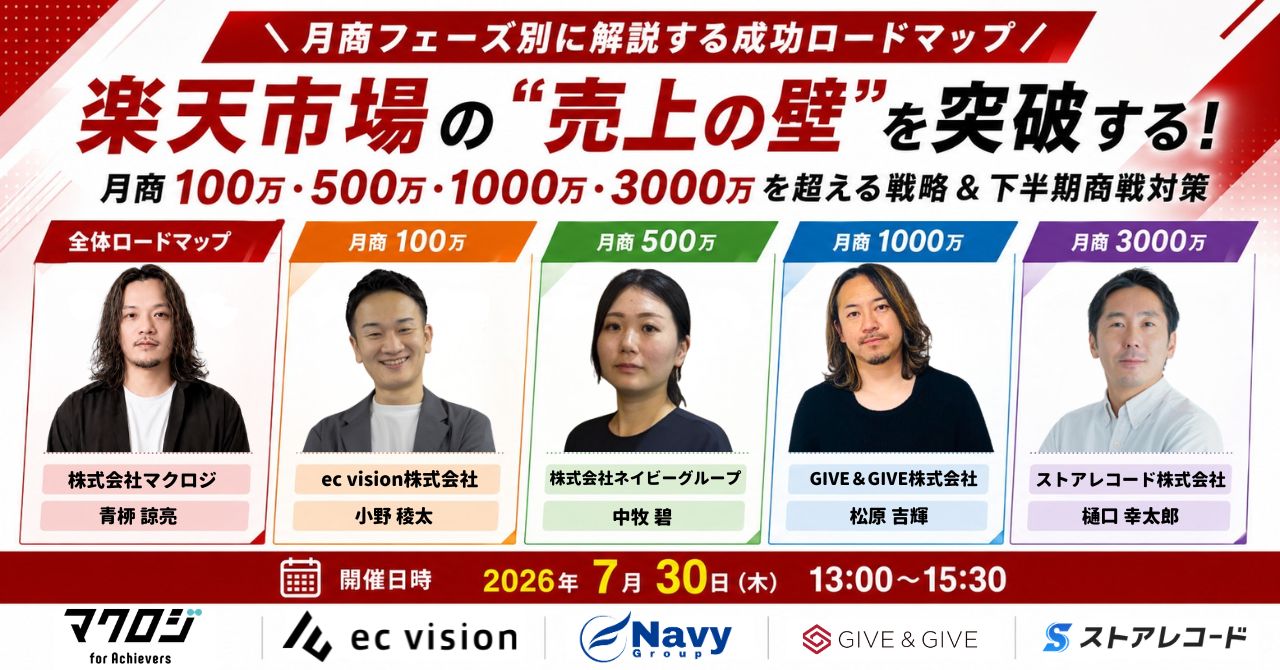楽天市場の“売上の壁”を突破する！ 月商100万・500万・1000万・3000万を超える戦略＆下半期商戦対策